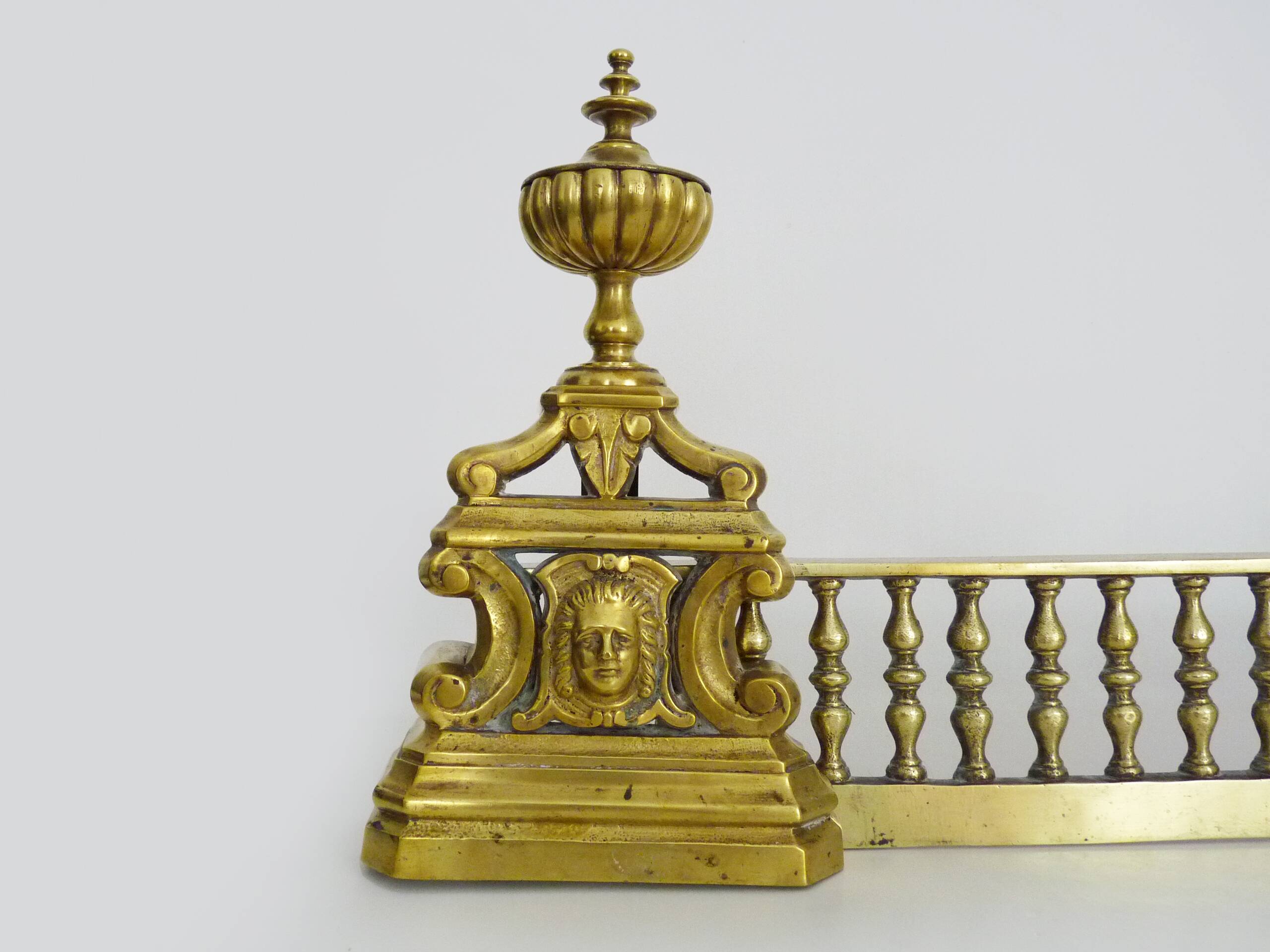 Fireplace bar, fireplace bar, fire bar, fireplace front in gilded bronze