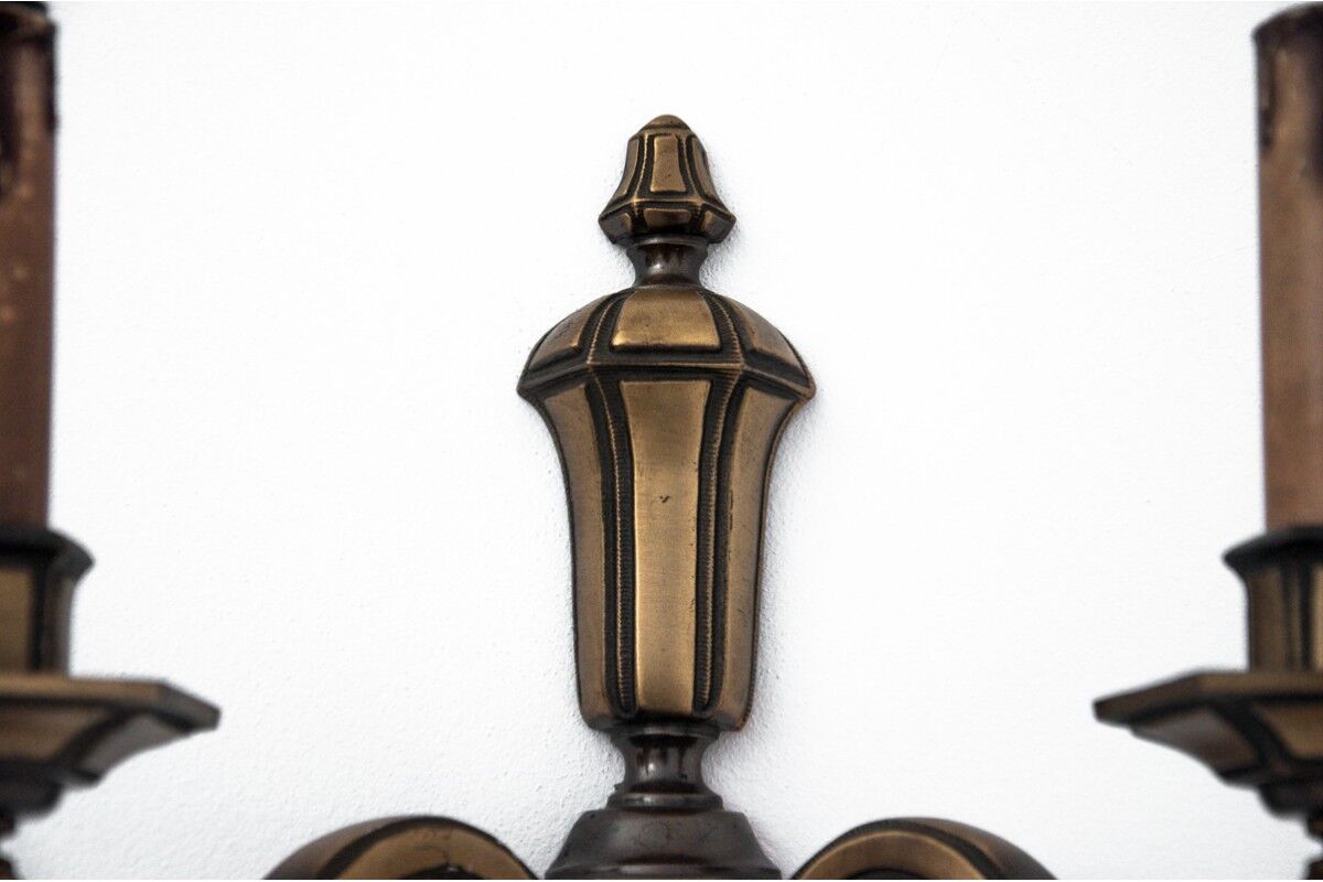 Set of brass wall lamps, Poland, 1950s