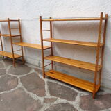 Pair of modular pine wall shelves