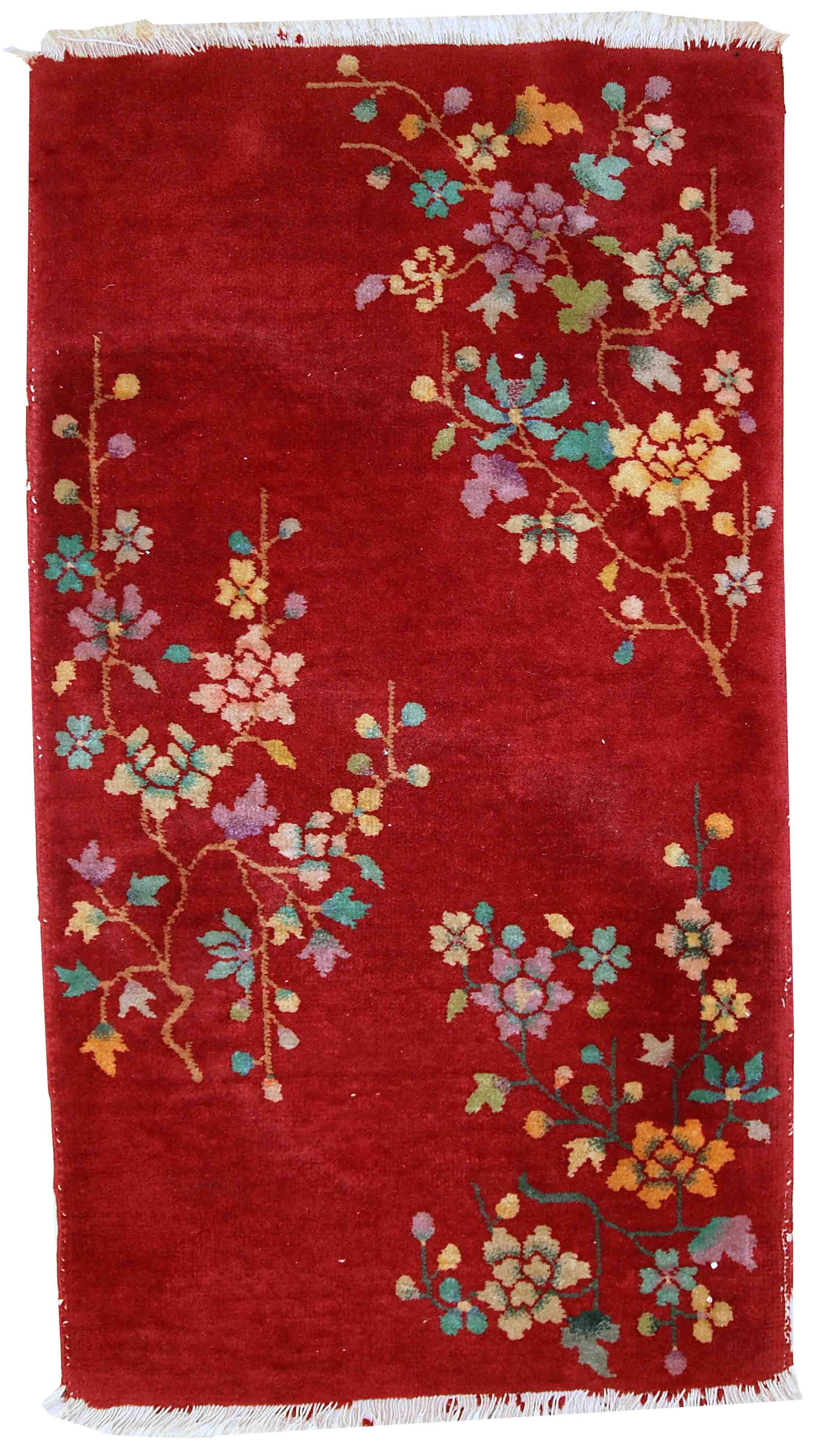 Ancient Chinese carpet Art Deco handmade 62cm x 111cm 1920