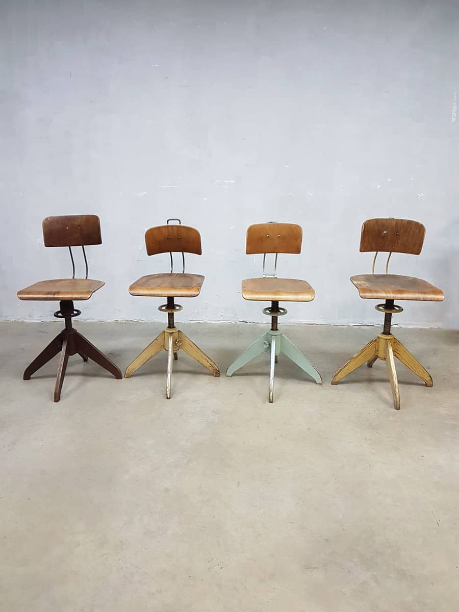 Bemefa vintage industrial workshop chairs desk chair factory stools Rowac