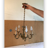 Lustre 5 golden bulb and fake candle