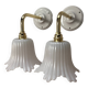 Pair of white tulip wall sconces