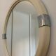 Vintage mirror round edge in white plastic and chrome diameter 46 cm