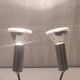 Wall lights - duo of articulated spots in chrome and black metal - 1970s