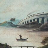 Tableau "Le pont de chemin de fer", ML Daguerry 1888.