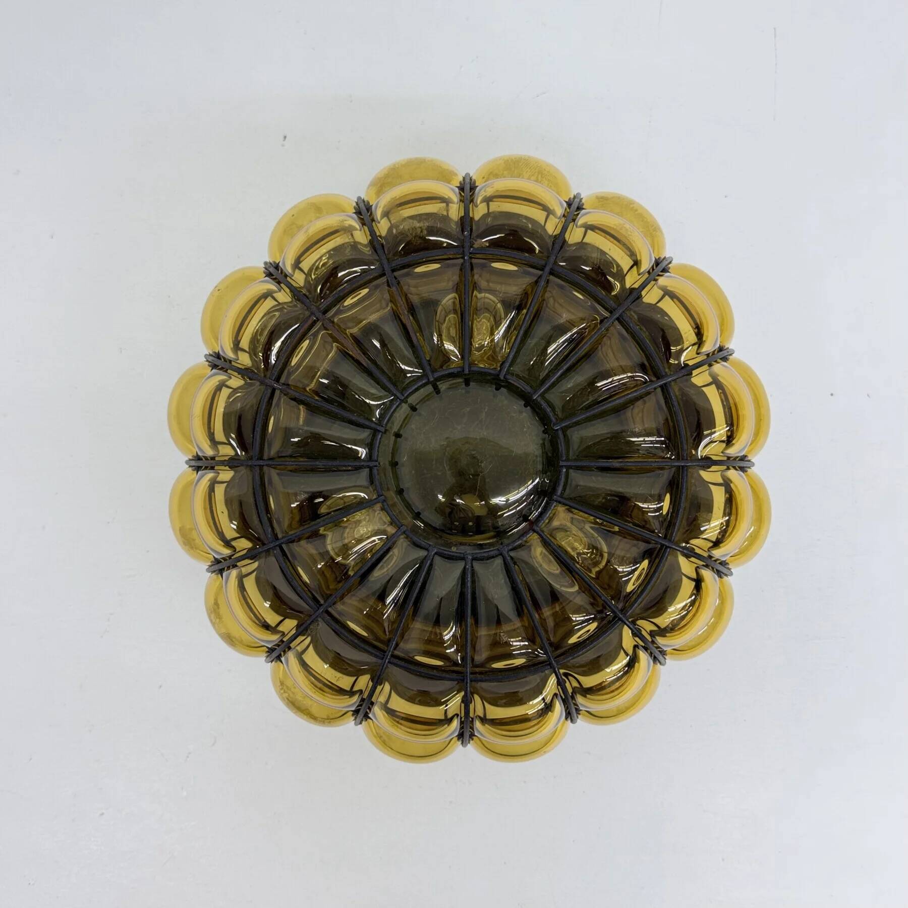 Venetian Murano caged glass flush mount with large bubbles, 1960s