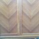 Vintage wardrobe with compass feet in oak and oak cp with 2 sliding doors.