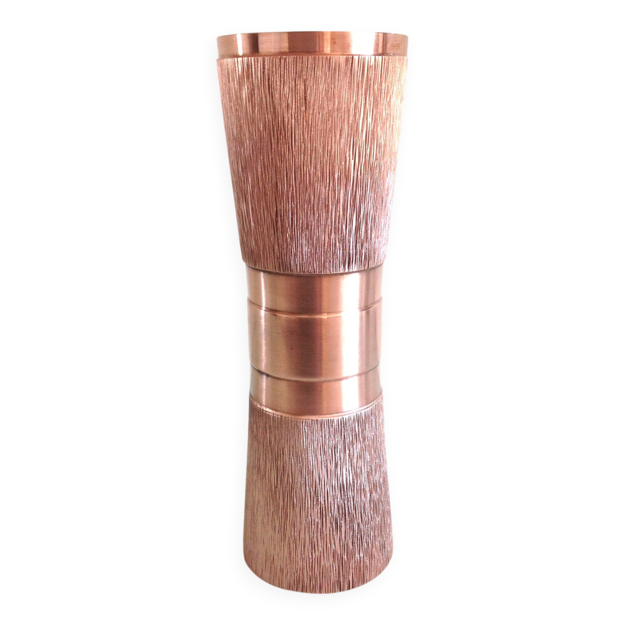 Diabolo vase in structured red copper / vintage 60s-70s