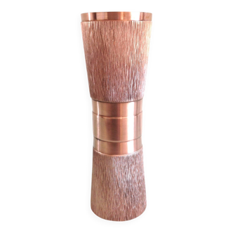 Vase diabolo en cuivre rouge structuré / vintage années 60-70