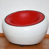 Fauteuil boule trendy lounge pivotant blanc rouge