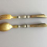 old horn salad cutlery