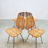 Vintage rare Dutch design rattan dinner chairs Dirk van Sliedregt