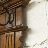 Vestiaire Napoléon III en noyer fin 19e, 3 miroirs, marbre, 8 patères