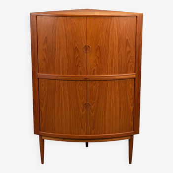 Danish Design teak corner cabinet with tambour doors, 1960s