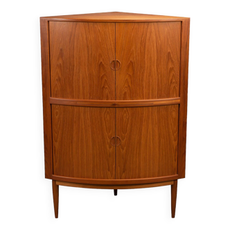 Danish Design teak corner cabinet with tambour doors, 1960s