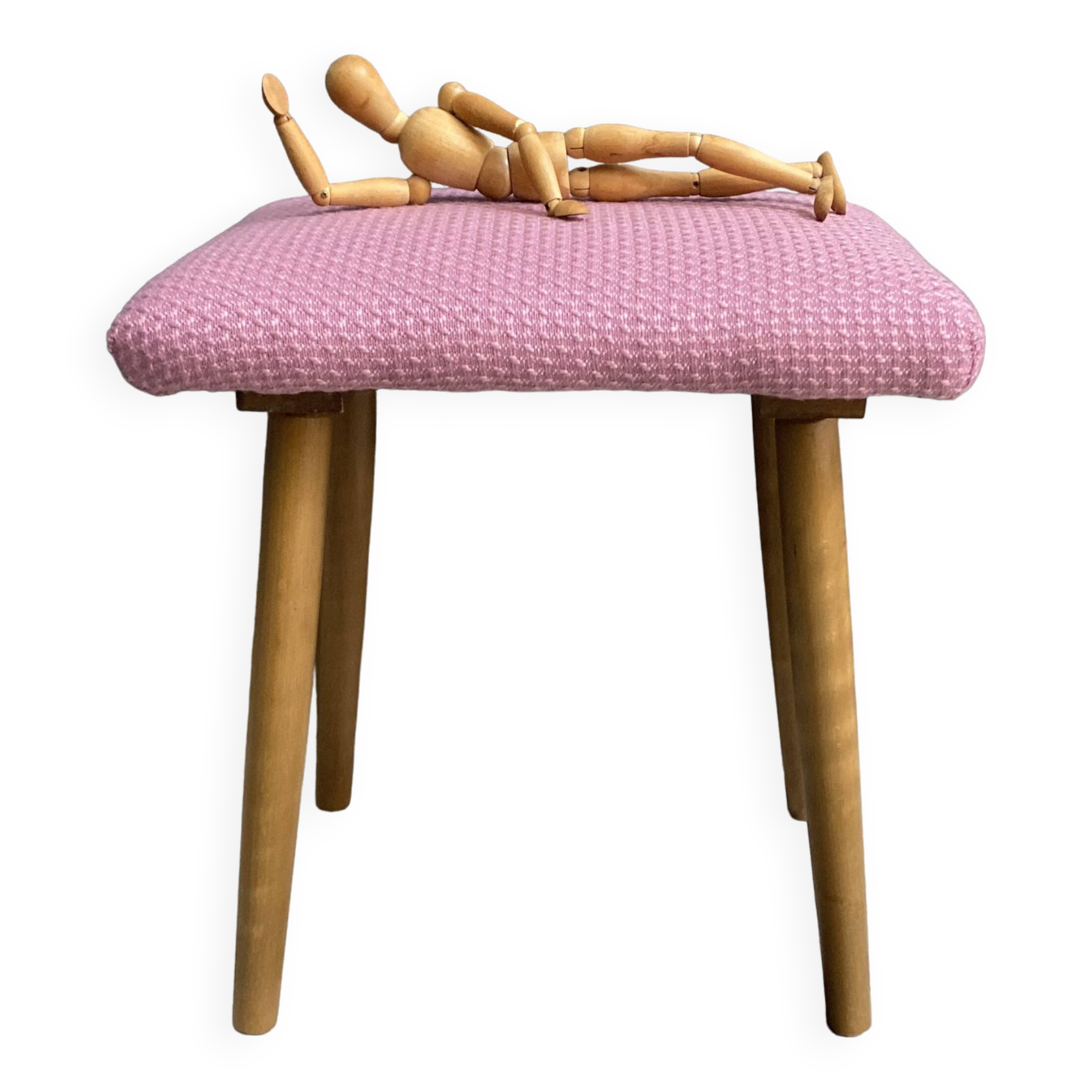 Tabouret rose années 1960