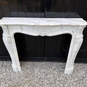 Louis XV style fireplace in Arabescato Carrara marble, circa 1880.