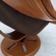 1980s, Swedish swivel armchair, nubuck leather, canvas, bent beech wood.