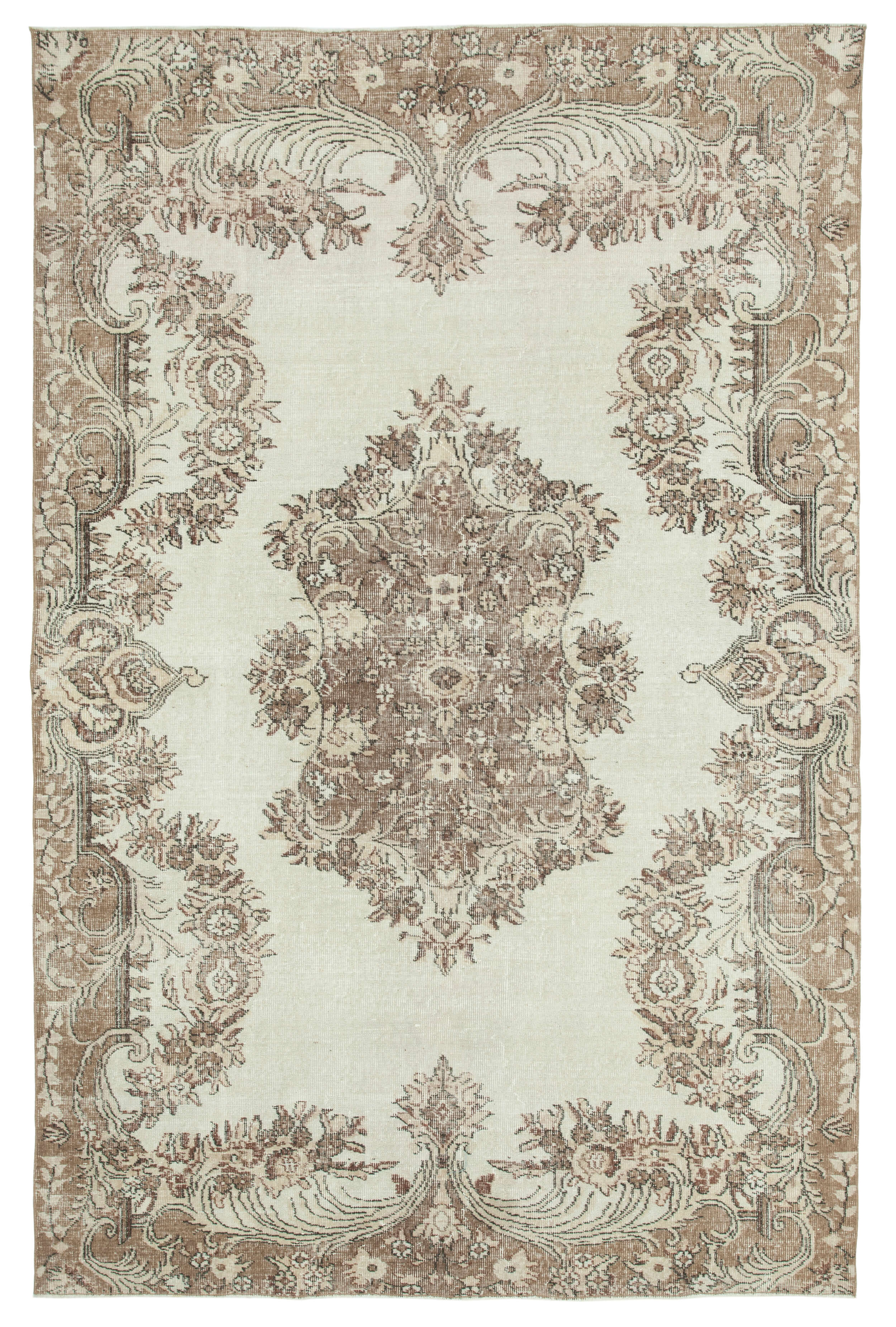 Hand-knotted rustic turkish beige carpet 196 cm x 295 cm