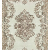 Hand-knotted rustic turkish beige carpet 196 cm x 295 cm