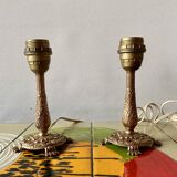 Paire de pieds de lampe en laiton - milieu de siècle.