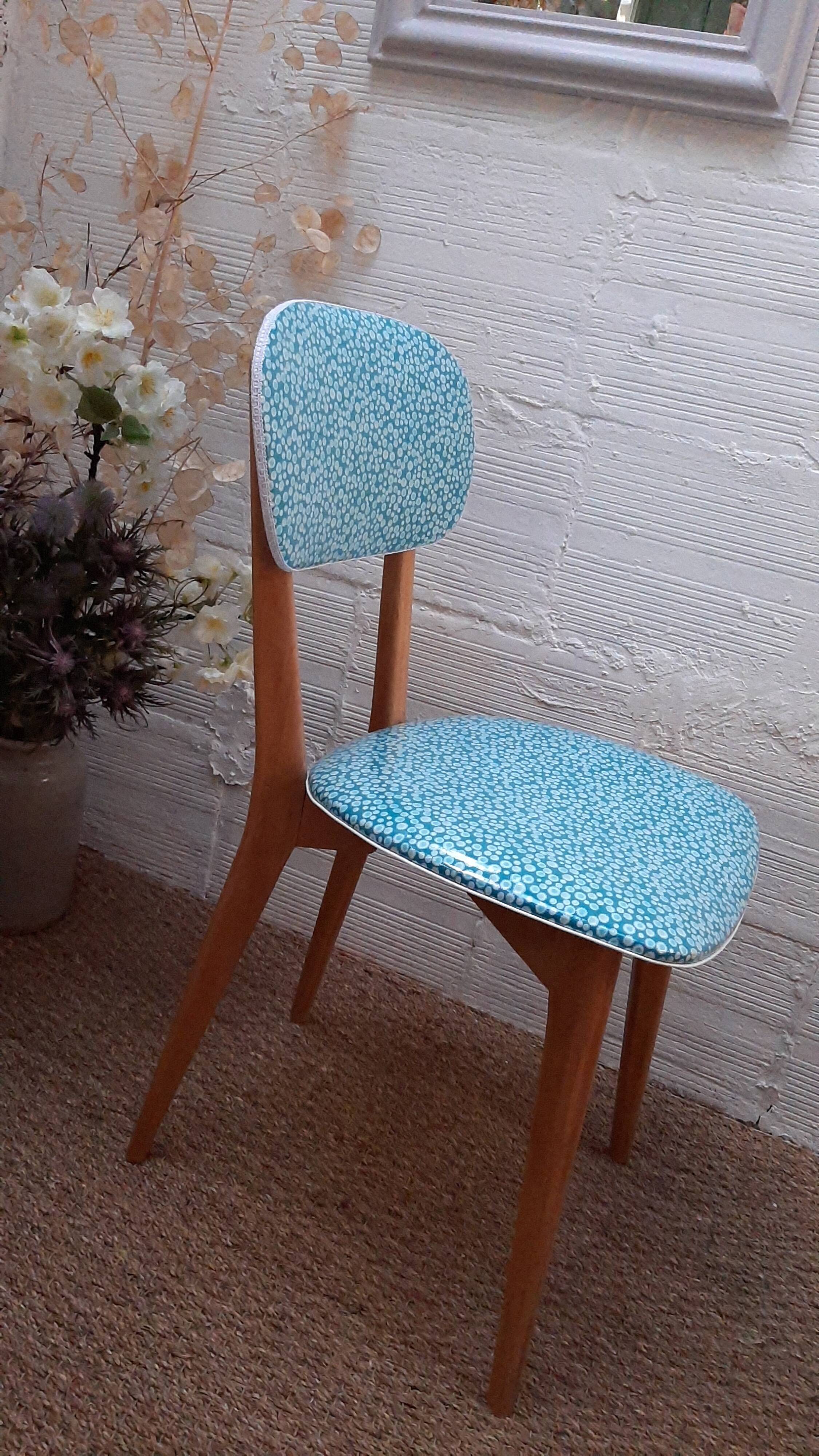 Vintage 1950s bistro chair revisited Petit Pan fabric
