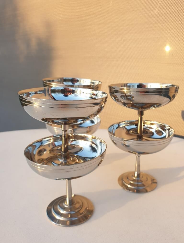 Set 6 coupes inox Létang & Rémy vintage 1960
