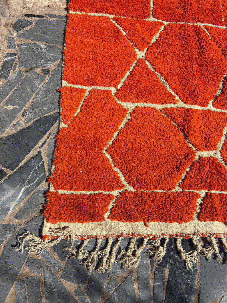 Tapis bérbere orange artisanal 200cmx300cm