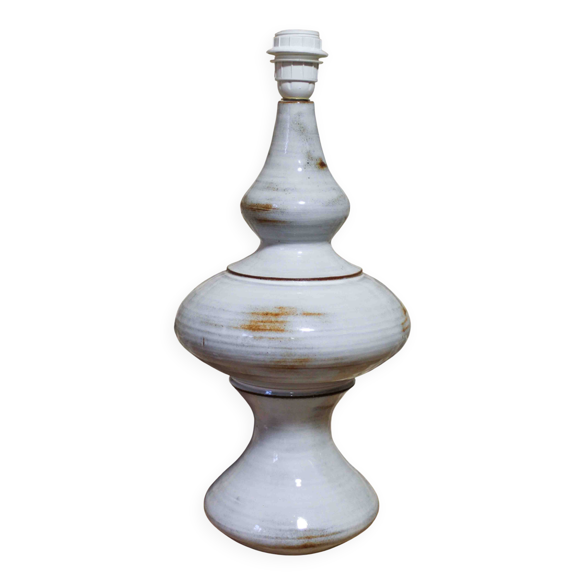 Large glazed ceramic lamp base by Jean-François Descombes, Vallauris.