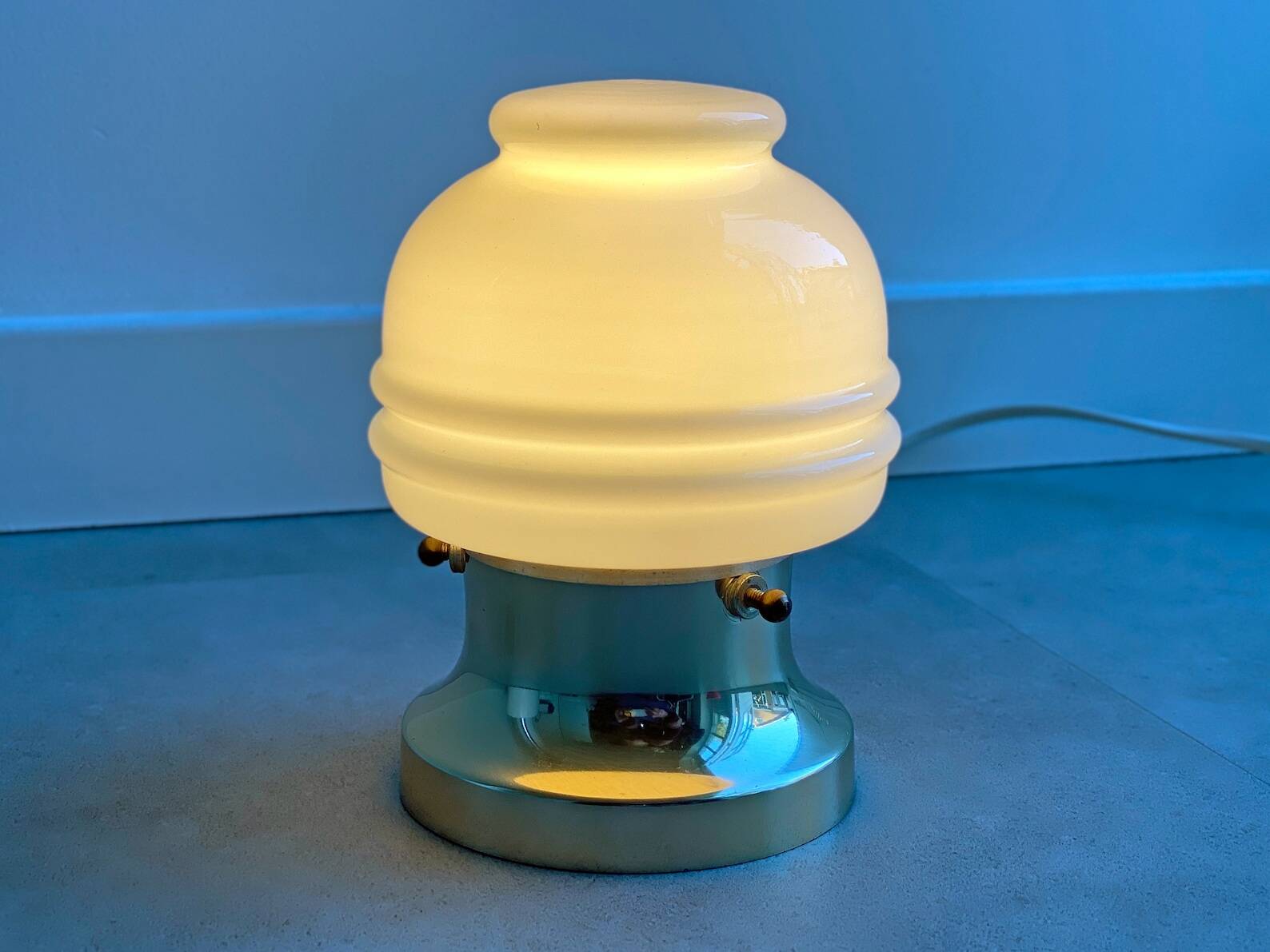 Small Mid Century brass & glass table lamp