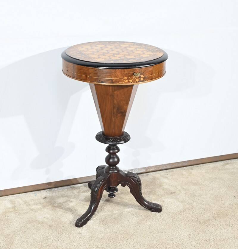 Trumpet Table for Work and Games, Walnut – Late 19th Century