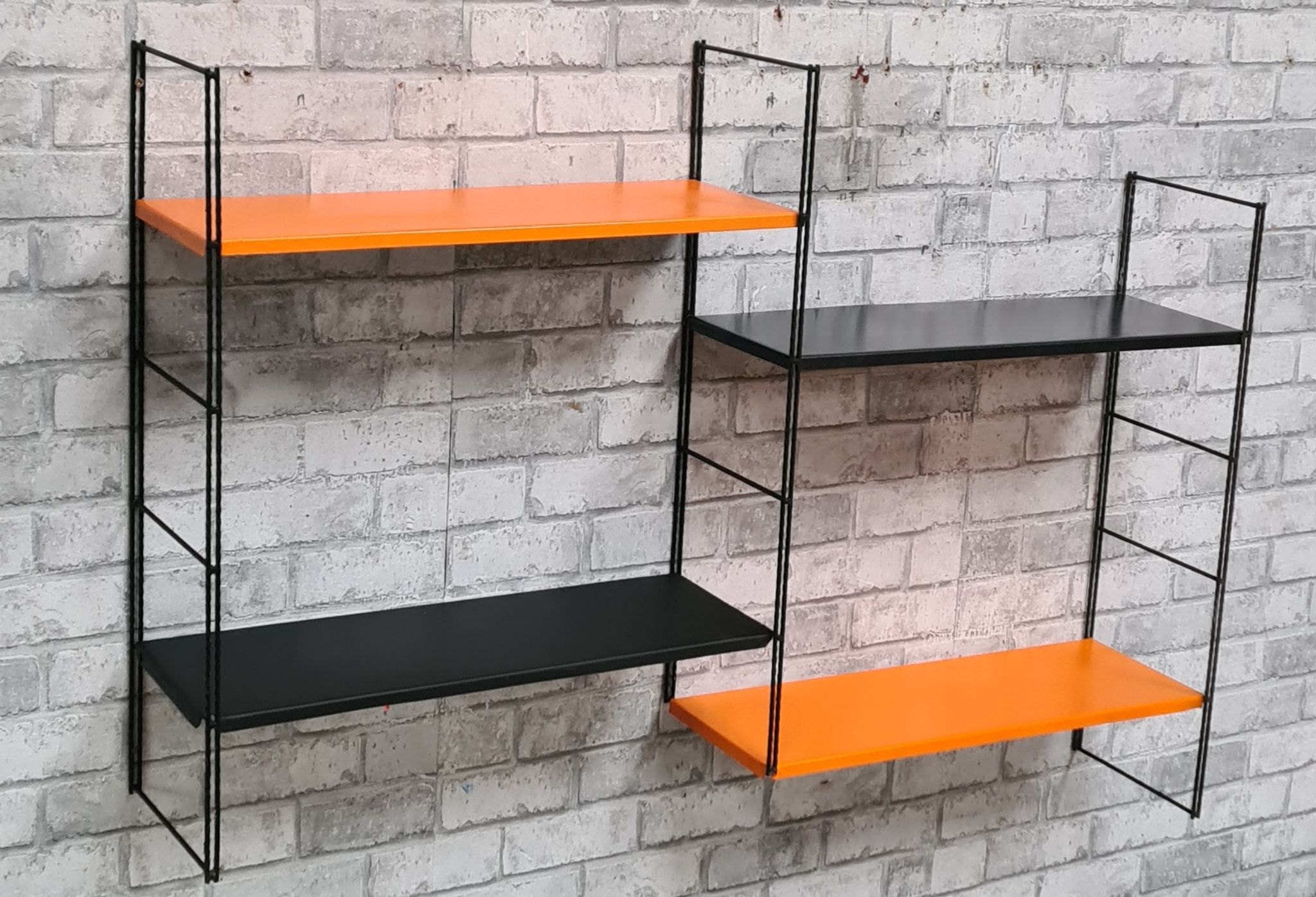 1960 metal 4 shelves 3 uprights, black