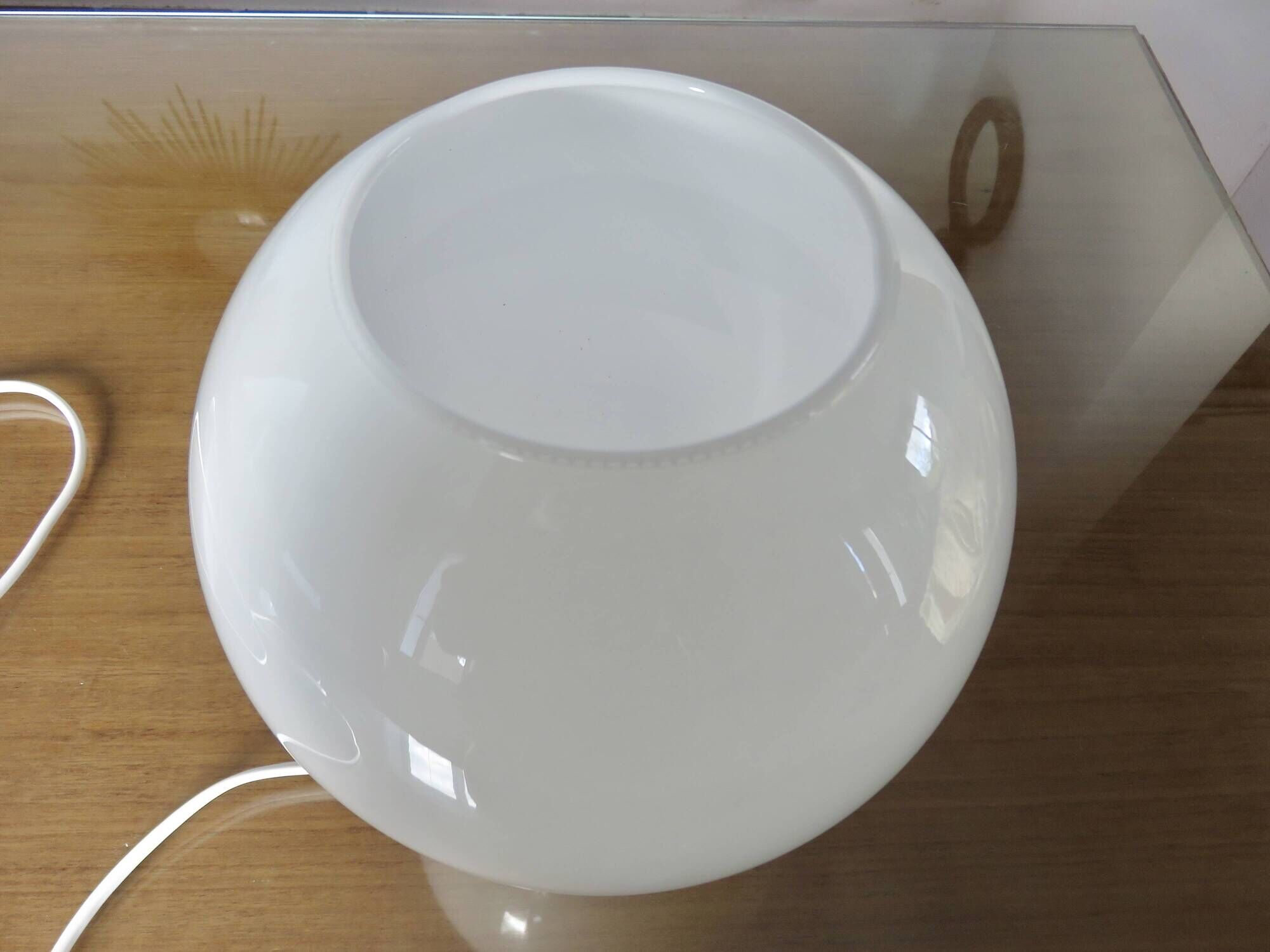 70s lamp in white opaline and translucent red glass