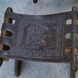 Armchair with ottoman by Angel Pazmino in wood and brown leather 1960's