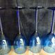 4 large vintage blue wine glasses.