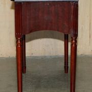 Small console with two drawers in hardwood finish.