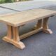 Large extendable monastery table stripped in raw solid oak 200 cm