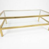 Table basse Pierre Vandel en métal doré brossé années 70