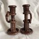 Pair of column candle holders in handmade ceramic