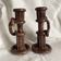 Pair of column candle holders in handmade ceramic