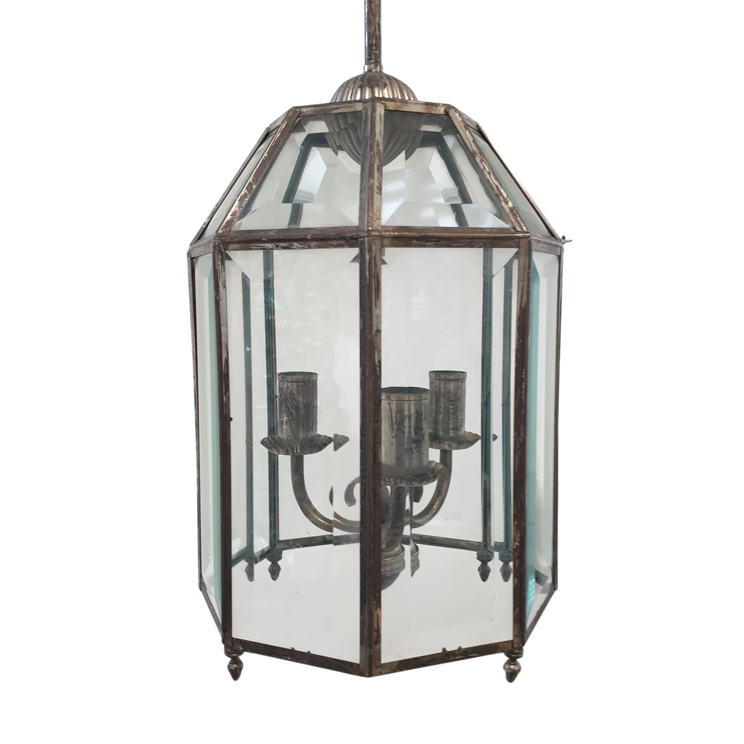 Lustre en étain et verre biseauté Veneto