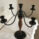 Wooden chandelier and black metal 4 branches