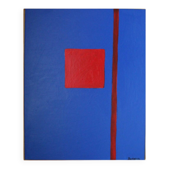 Art abstrait sur toile tendue 100x81cm That blue
