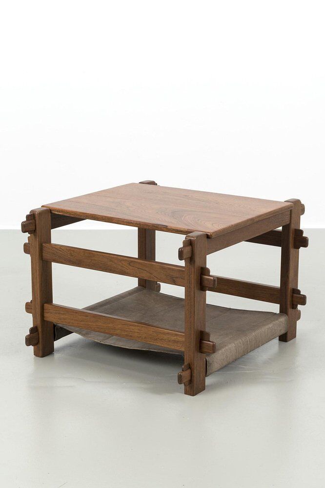 Brutalist Coffee Table with Magazine Holder
