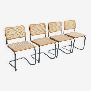 Ensemble de quatre chaises vintage Cesca modèle Marcel Breuer