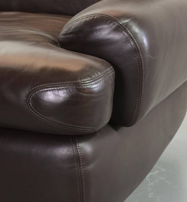 Fauteuils confortables Durlet en cuir marron chocolat, lot de deux, années 70