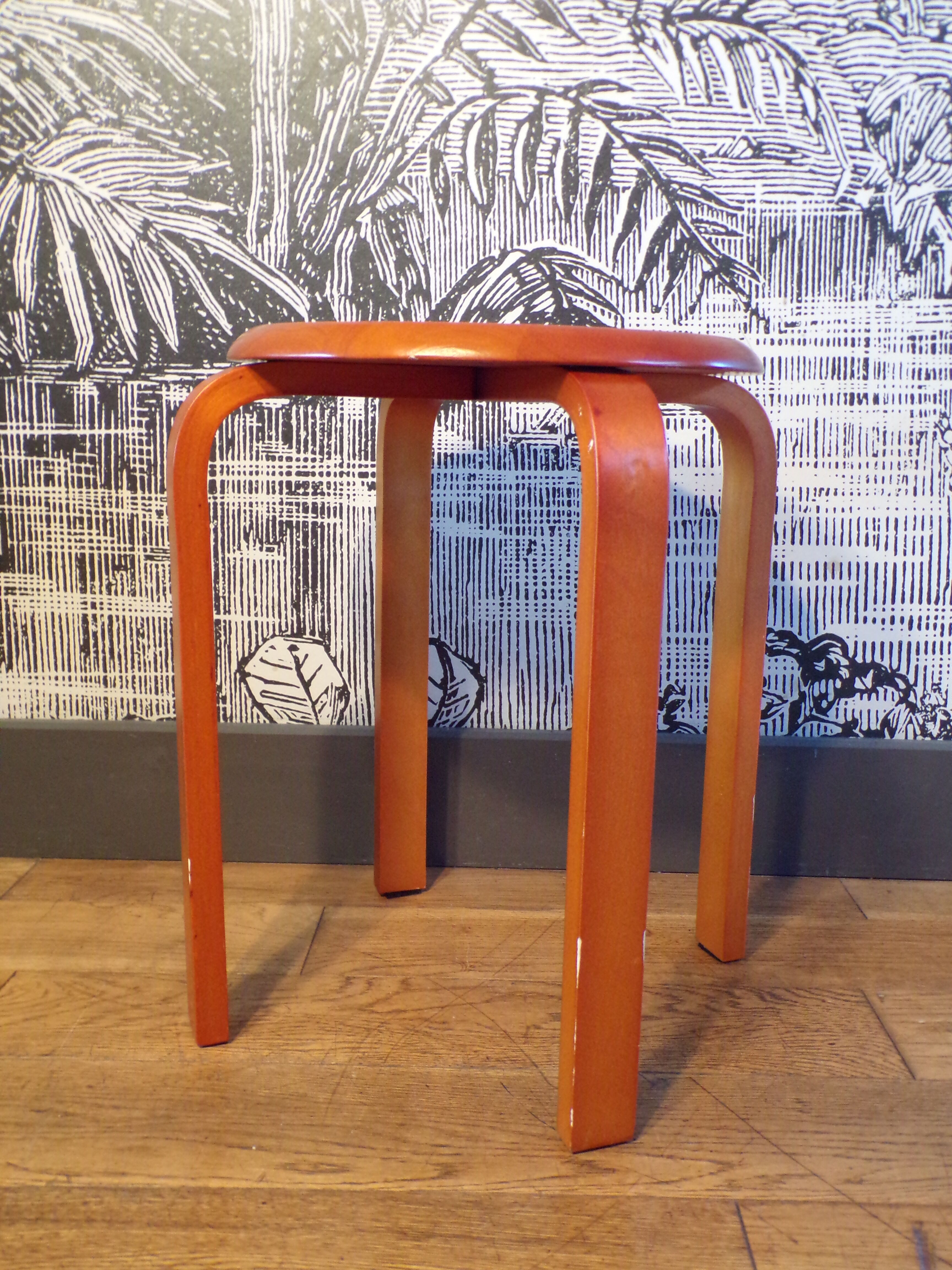 Stool 1980 in arched wood