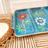 Glazed ceramic dish with flowers 50s
