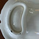 Old Longchamps plate Terre de Fer – Model 1428 – Floral decoration & asparagus in relief – 39 x 23 cm